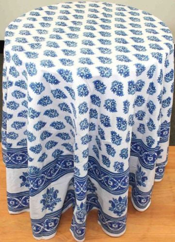 Handmade 100% Cotton Monotone Buti Tablecoth 72" Round Gorgeous - Sweet Us