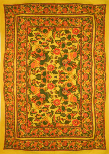 Handmade 100% Cotton French Floral Tapestry Tablecloth Throw Spread Full 88x106 - Sweet Us