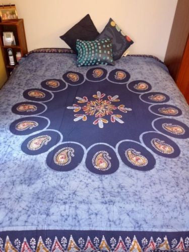 Handmade Cotton Reversible Duvet Cover Multi Batik Paisley Mandala 100% Cotton Full Queen King - Sweet Us
