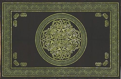 Clearance Sale Handmade Cotton Celtic Circle Wheel Of Life Tapestry Spread Full Green Black - Sweet Us