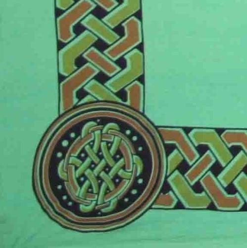 Handmade 100% Cotton Celtic Cross Tapestry Tablecloth Coverlet Full Green - Sweet Us