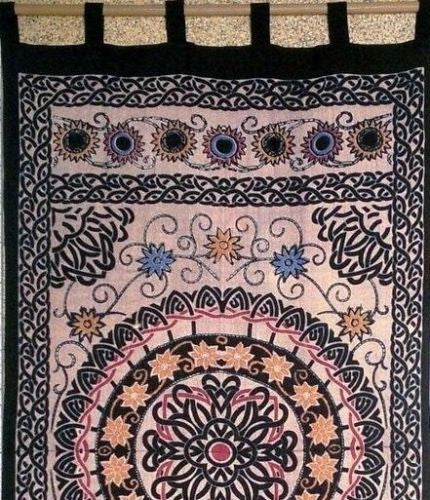 Handmade Celtic Sunflower 100% Cotton Tab Top Curtain Drape Panel 44x88 - Sweet Us