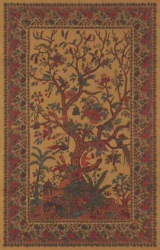CLEARANCE Handmade 100% Cotton Tree of Life Tapestry Tablecloth Bedspread Twin 70x104 Gold - Sweet Us