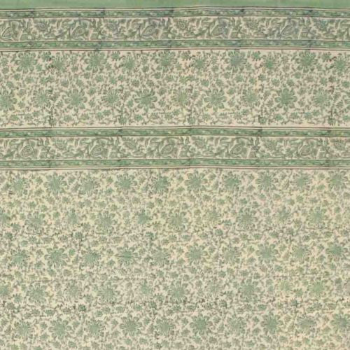 Clearance Sale Handmade Daisy Chain Floral Block Print Cotton Tablecloth Green 60x90 Rectangle - Sweet Us
