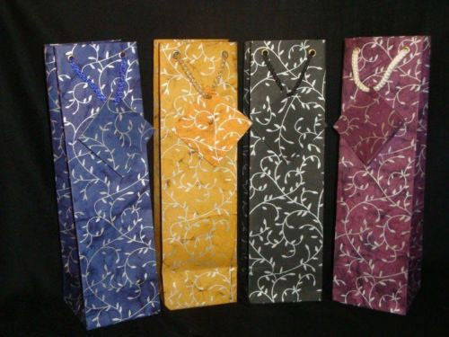 Wine Bags Handcrafted Recycled Handmade Paper with Gift Tag Multicolor Set of 5 Purple - Sweet Us
