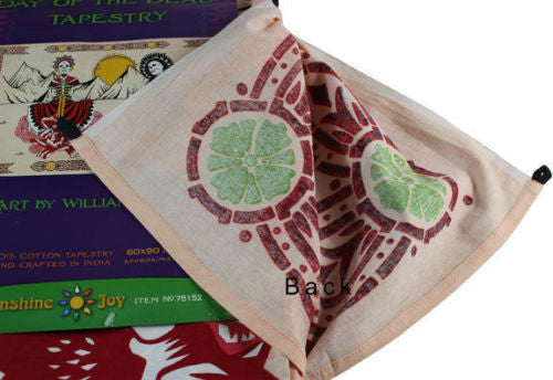 Clearance Sale Handmade 100% Cotton Mexican Day of the Dead Tapestry Coverlet Bedspread 60x90 - Sweet Us