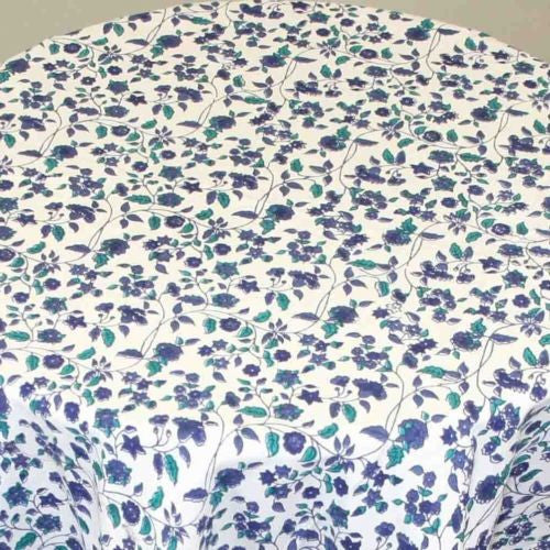 Handmade Fleur De Lis Floral Tablecoth 100% Cotton 72" Round Gorgeous - Sweet Us