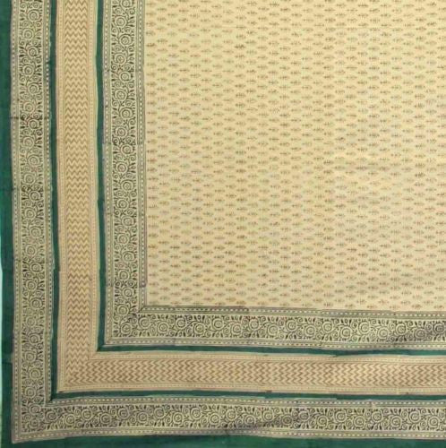 Handmade 100% Cotton Bagru Block Print Tapestry Tablecloth Bedspread Green Full - Sweet Us