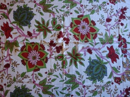 Handmade Floral 100% Cotton Tablecloth Tapestry Coverlet Wall Hang 60x88 Red - Sweet Us