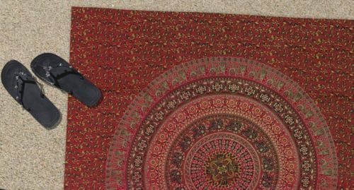 CLEARANCE SALE Handmade Sanganer Mandala Floral Tapestry Tablecloth Spread Cotton - Sweet Us