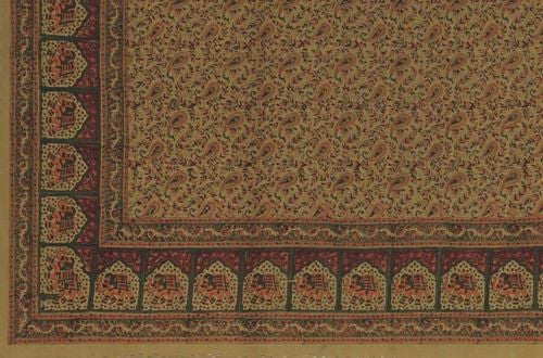 Handmade Paisley Elephant 100% Cotton Print Tapestry Coverlet Spread Green Twin - Sweet Us