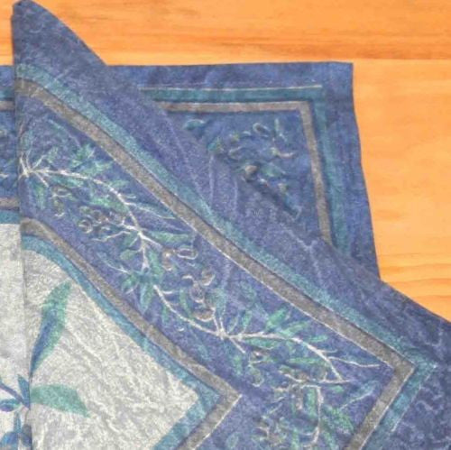 Handmade Table Napkin Border Vine Design 100% Cotton Grey & Blue Astonishing - Sweet Us