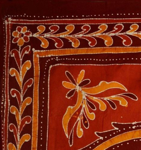 Unique Handmade 100% Cotton Batik Elephant Tapestry Tablecloth Spread Full Red - Sweet Us