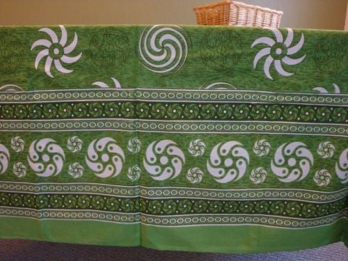 Handmade 100% Cotton Sunflower Spiral Tablecloth Tapestry Bedspread Green 60x88 - Sweet Us