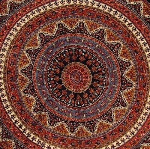 CLEARANCE SALE Handmade Cotton Mandala Floral Elephant Tablecloth 76" Round - Sweet Us