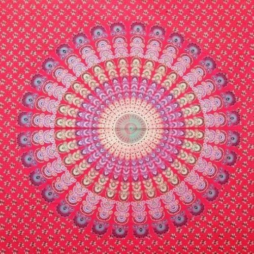 Clearance Sale Handmade 100% Cotton Sanganer Peacock Mandala Tapestry Tablecloth Spread Full - Sweet Us