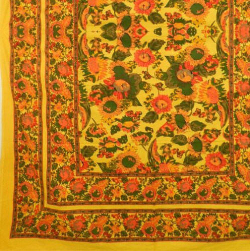 Handmade 100% Cotton French Floral Tapestry Tablecloth Throw Spread Full 88x106 - Sweet Us