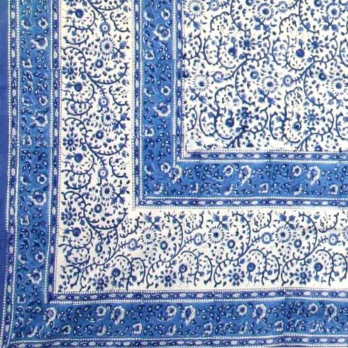 Clearance Sale Handmade Floral Rajasthan Block Print Tablecloth 100% Cotton 60x90 Rectangular - Sweet Us