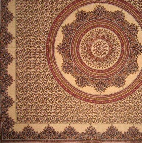 Handmade 100% Cotton Floral Jaipur Paisley Mandala Tablecloth Tapestry Burgundy - Sweet Us