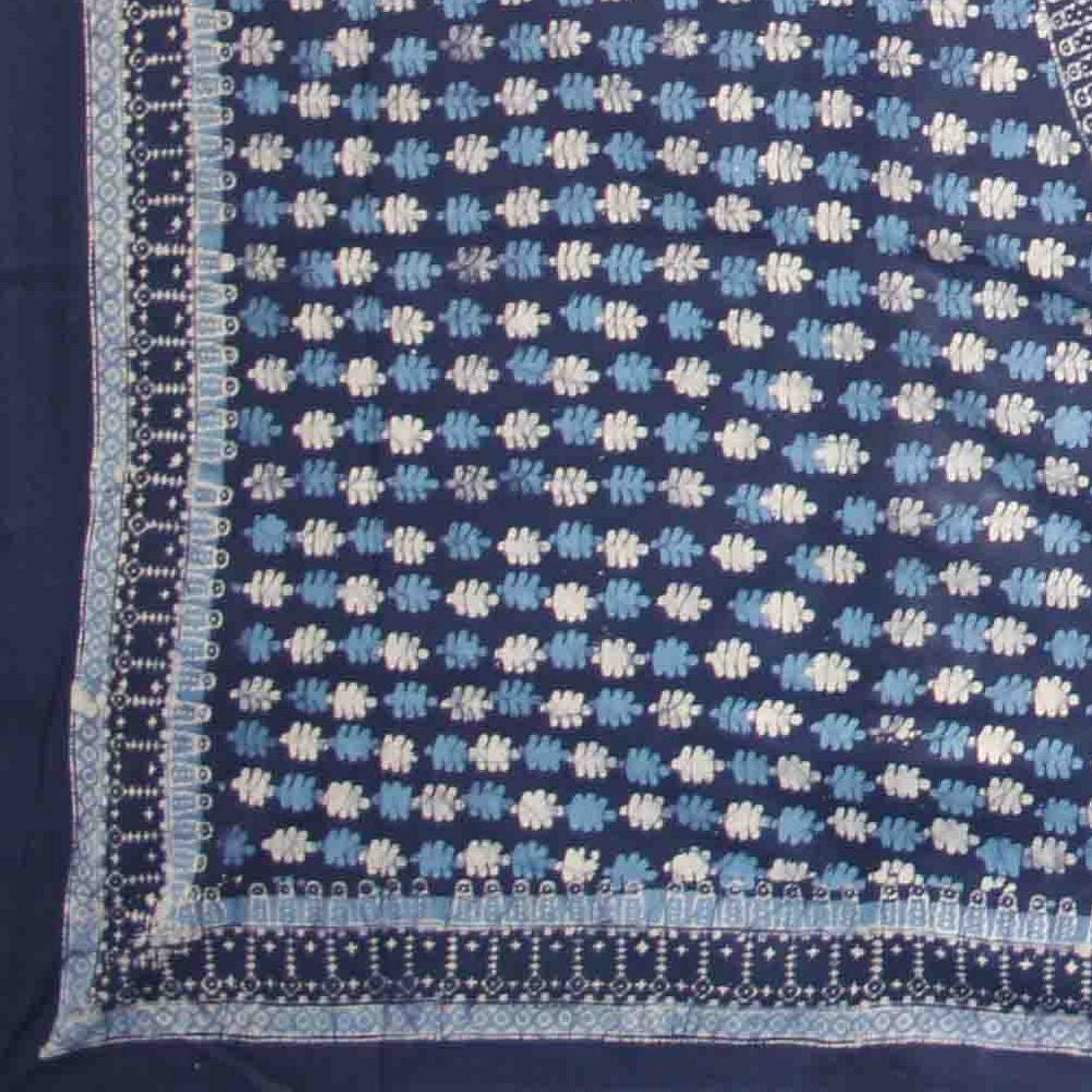 Handmade Cotton Batik Tulsi Leaf Mandala Tapestry Tablecloth Spread Blue Full - Sweet Us