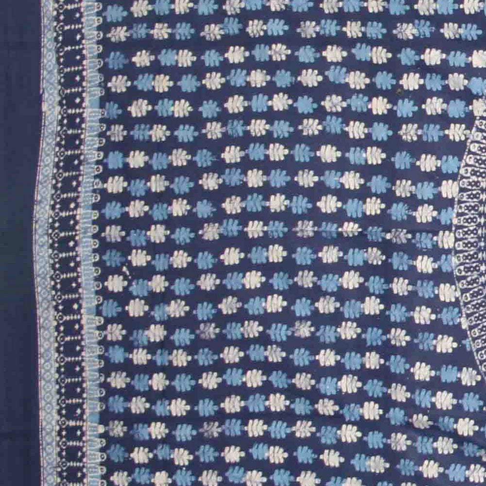 Handmade Cotton Batik Tulsi Leaf Mandala Tapestry Tablecloth Spread Blue Queen - Sweet Us