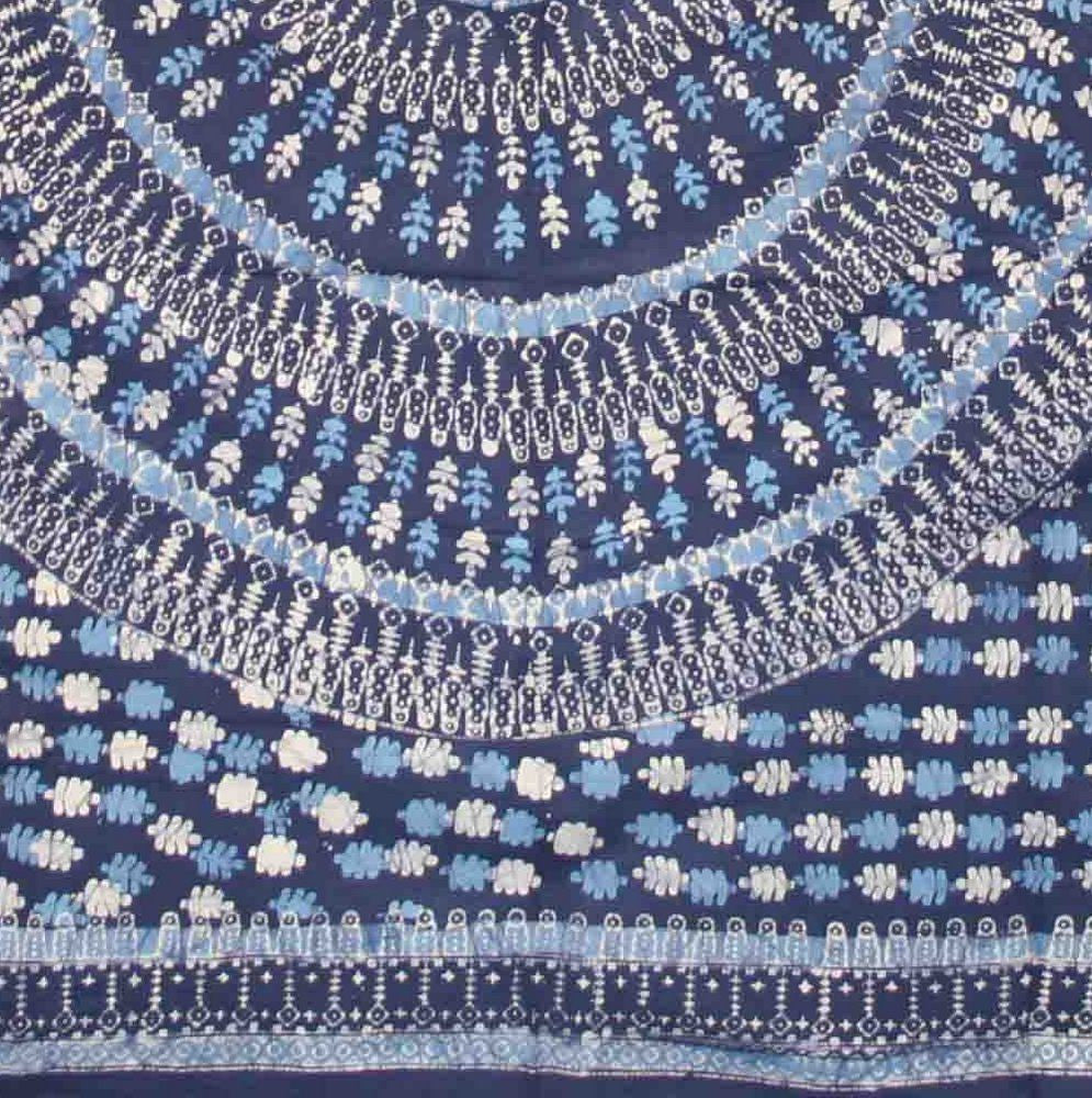 Handmade Cotton Batik Tulsi Leaf Mandala Tapestry Tablecloth Spread Blue Full - Sweet Us