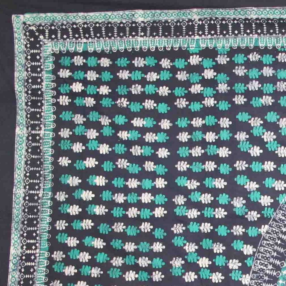 Handmade Cotton Batik Tulsi Leaf Mandala Tapestry Tablecloth Spread Green Queen - Sweet Us