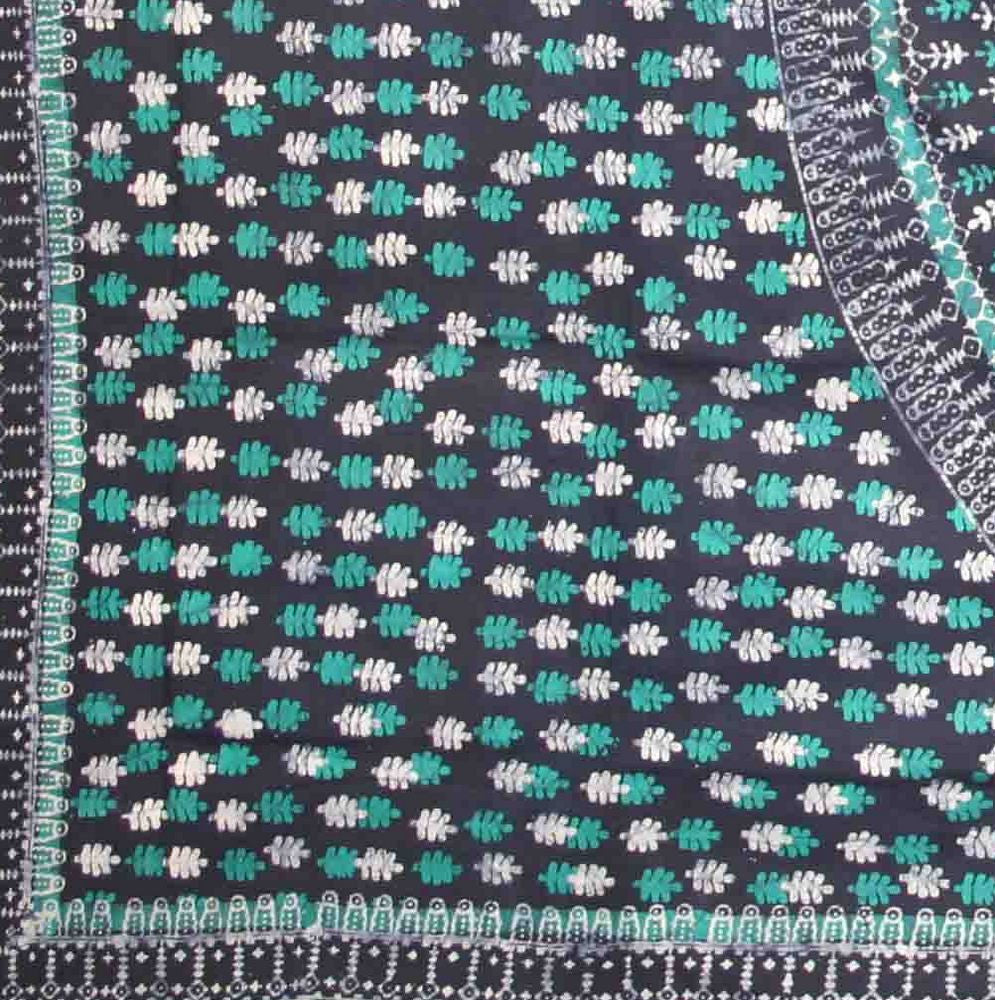 Handmade Cotton Batik Tulsi Leaf Mandala Tapestry Tablecloth Spread Green Queen - Sweet Us