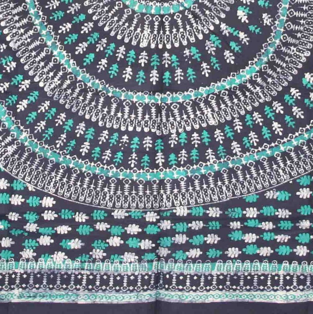 Handmade Cotton Batik Tulsi Leaf Mandala Tapestry Tablecloth Spread Green Queen - Sweet Us