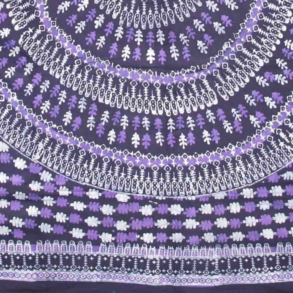 Handmade Cotton Batik Tulsi Leaf Mandala Tapestry Tablecloth Spread Purple Queen - Sweet Us