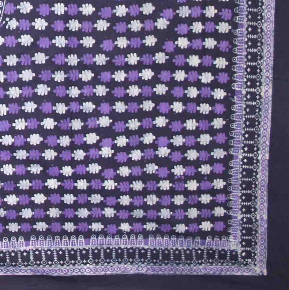 Handmade Cotton Batik Tulsi Leaf Mandala Tapestry Tablecloth Spread Purple Queen - Sweet Us