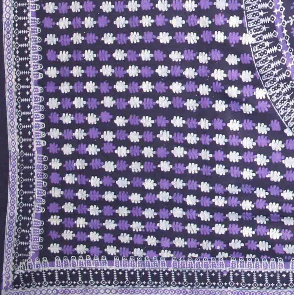 Handmade Cotton Batik Tulsi Leaf Mandala Tapestry Tablecloth Spread Purple Queen - Sweet Us