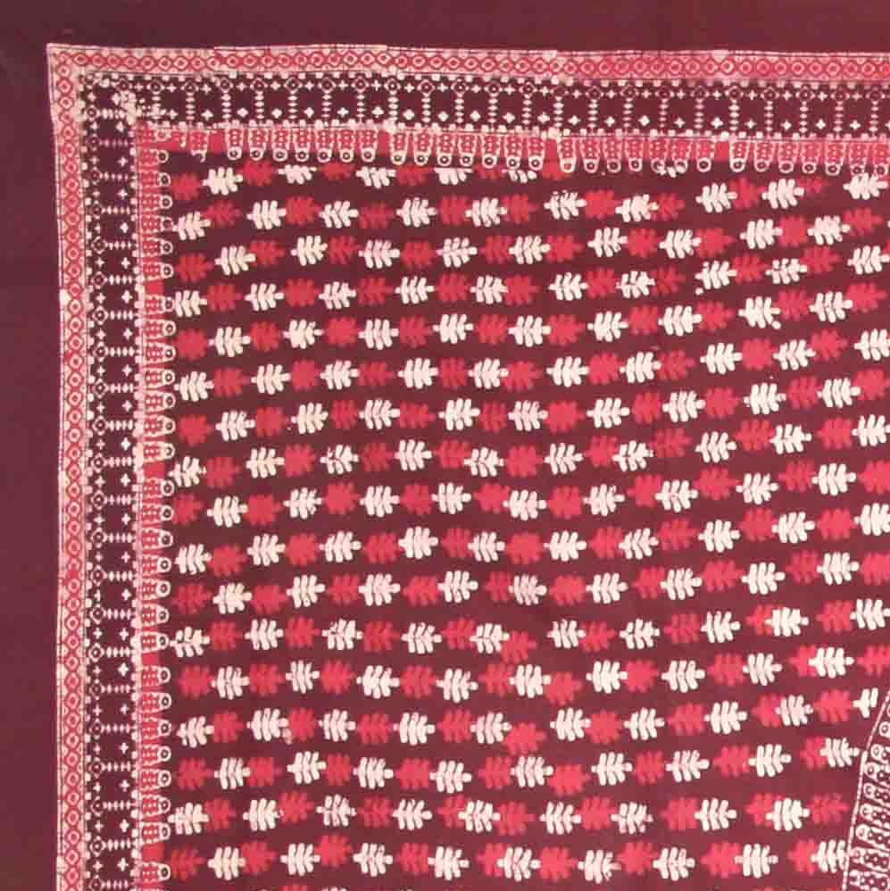 Handmade Cotton Batik Tulsi Leaf Mandala Tapestry Tablecloth Spread Red Queen - Sweet Us