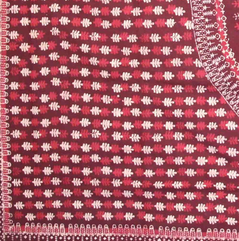 Handmade Cotton Batik Tulsi Leaf Mandala Tapestry Tablecloth Spread Red Queen - Sweet Us
