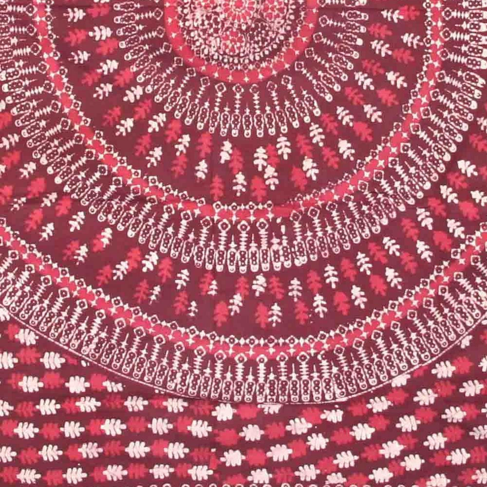 Handmade Cotton Batik Tulsi Leaf Mandala Tapestry Tablecloth Spread Red Queen - Sweet Us