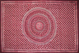 Handmade Cotton Batik Tulsi Leaf Mandala Tapestry Tablecloth Spread Red Queen - Sweet Us