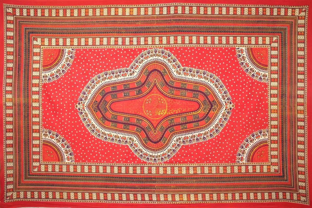 Handmade 100% Cotton Dashiki Tapestry Tablecloth Bedspread Coverlet Twin Orange - Sweet Us