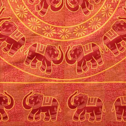 Handmade 100% Cotton Mandala Elephant Bedspread Tapestry Tablecloth Full Rust - Sweet Us