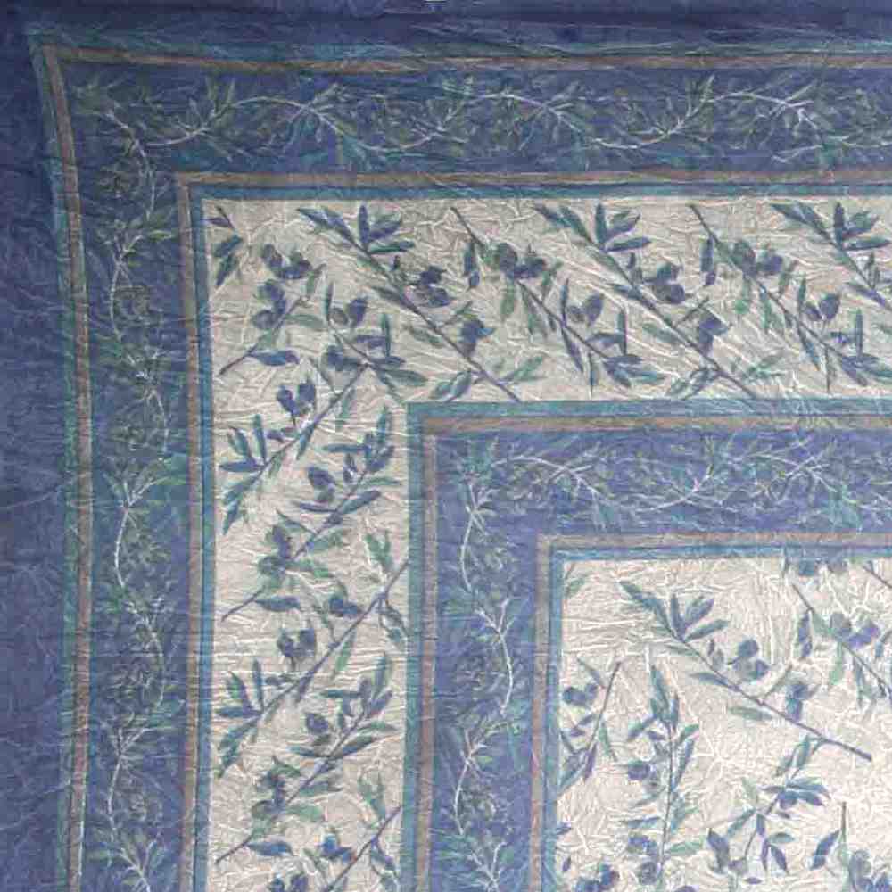 Cotton Olive Vine Tablecloth Rectangle Blue Grey Kitchen Dining Linen