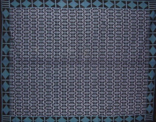 Handmade Cotton Endless Geometric Tapestry Tablecloth Coverlet Spread Teal Twin - Sweet Us