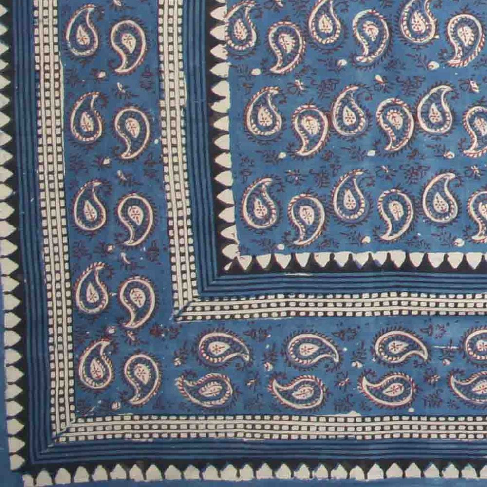Handmade Cotton Block Print Dabu Paisley Floral Tapestry Tablecloth Spread Full - Sweet Us