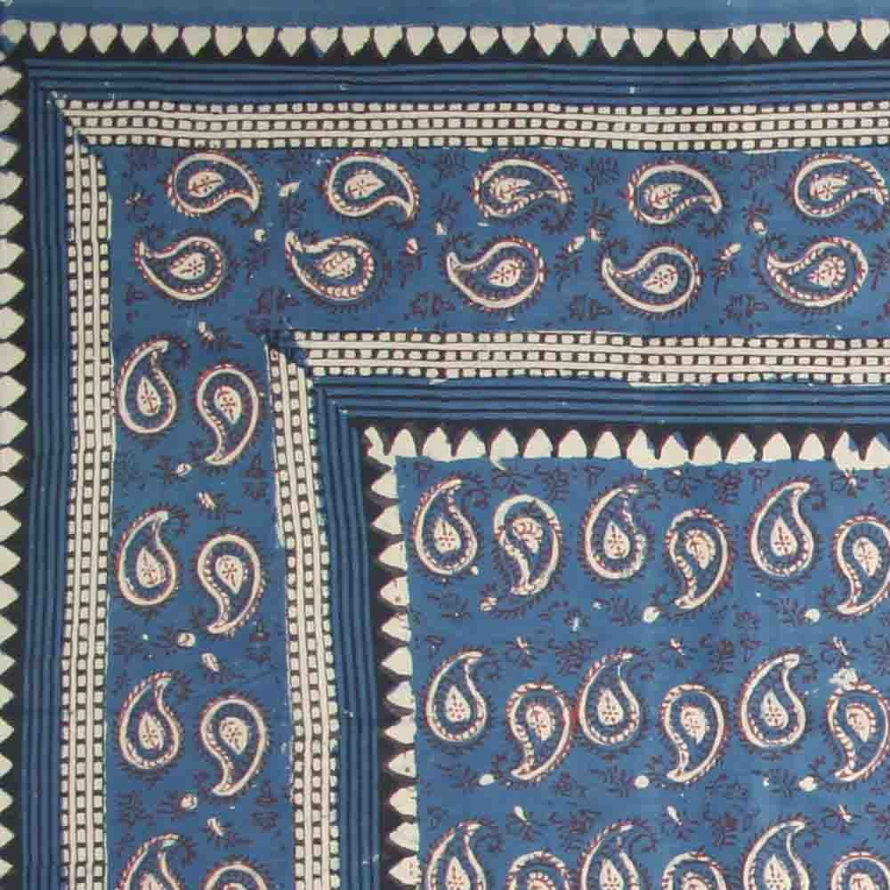 Handmade Cotton Block Print Dabu Paisley Floral Tapestry Tablecloth Spread Full - Sweet Us