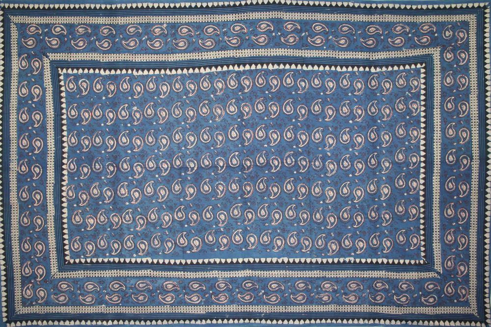 Handmade Cotton Block Print Dabu Paisley Floral Tapestry Tablecloth Spread Full - Sweet Us