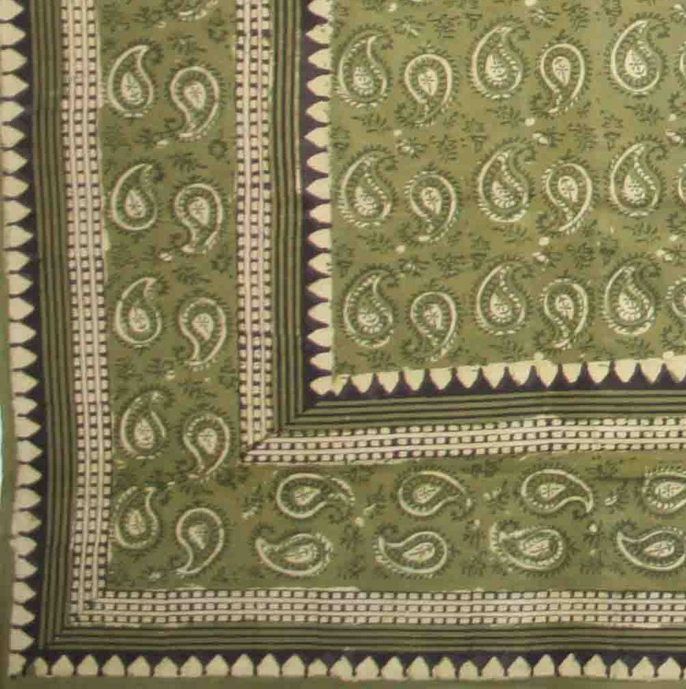 Handmade Cotton Block Print Dabu Paisley Floral Tapestry Tablecloth Spread Full - Sweet Us