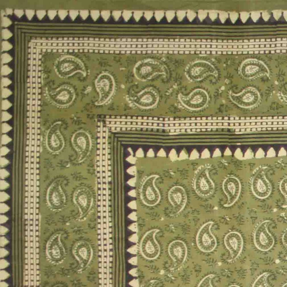 Handmade Cotton Block Print Dabu Paisley Floral Tapestry Tablecloth Spread Full - Sweet Us