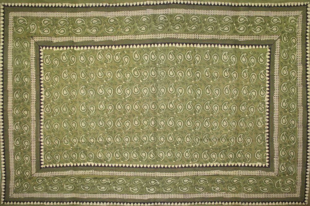 Handmade Cotton Block Print Dabu Paisley Floral Tapestry Tablecloth Spread Full - Sweet Us