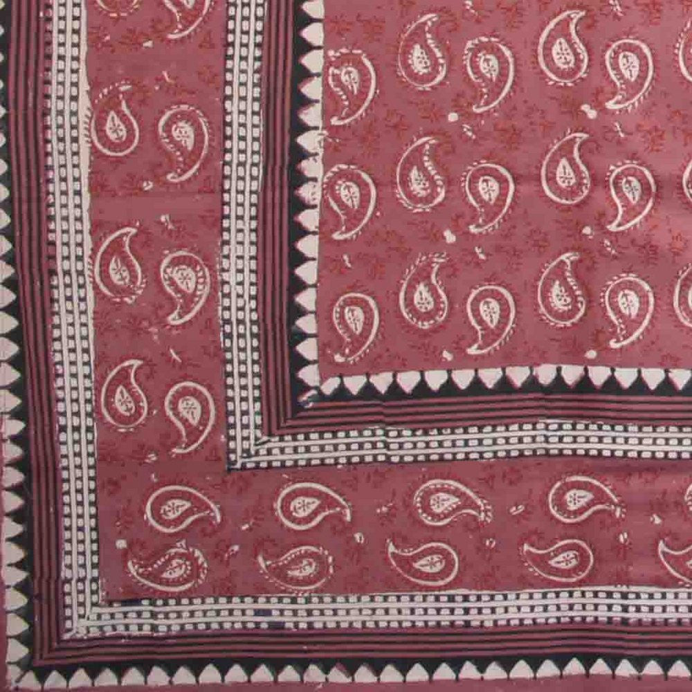 Handmade Cotton Block Print Dabu Paisley Floral Tapestry Tablecloth Spread Full - Sweet Us