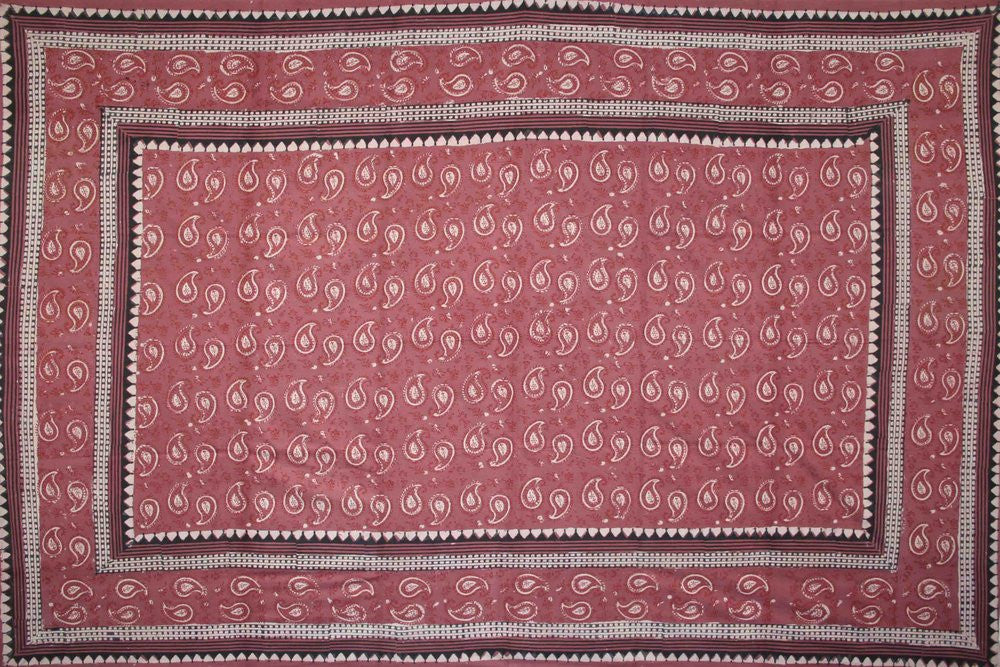 Handmade Cotton Block Print Dabu Paisley Floral Tapestry Tablecloth Spread Full - Sweet Us
