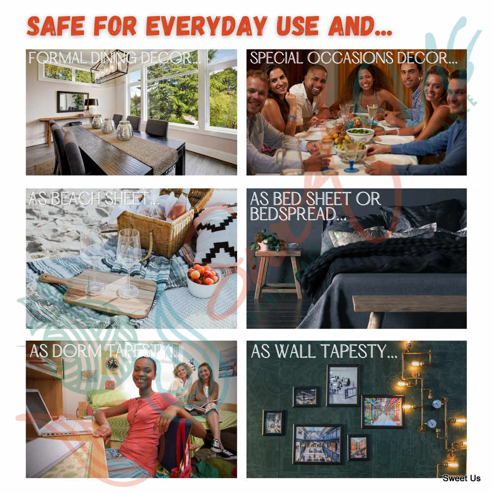 Tie-Dye Cotton Celtic Lucky Clover Tablecloth Rectangle, Round Multicolor Linen