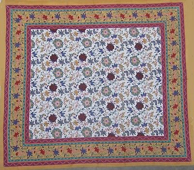 Handmade 100% Cotton Floral Print Tablecloth Tapestry Throw Wall Decor 87x90 - Sweet Us